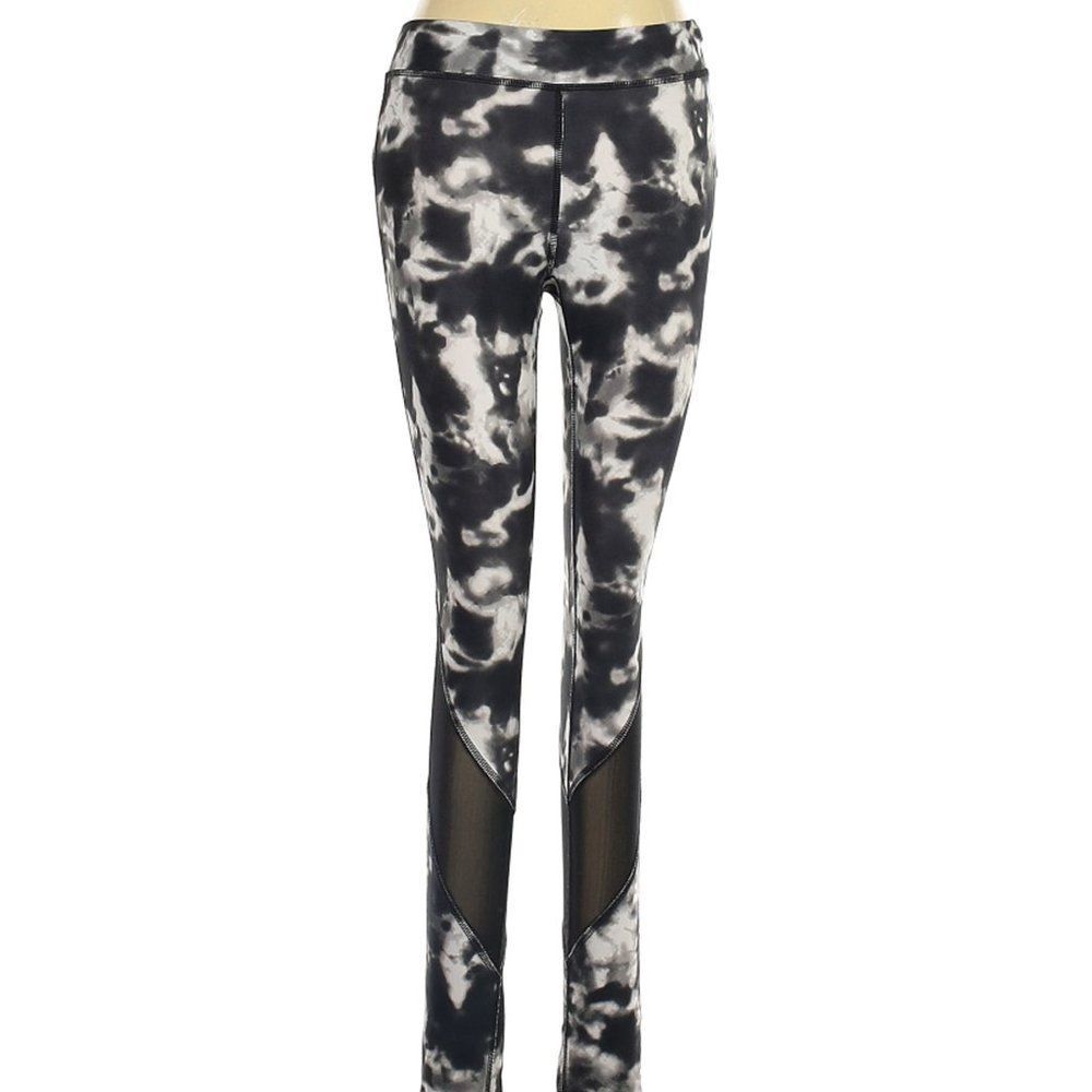 Black and Gray Camp Leggings with Mesh details